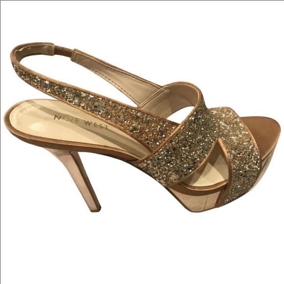 Nine West Shoes - Beautiful Nine West Gold Sparkling Glitters Heels